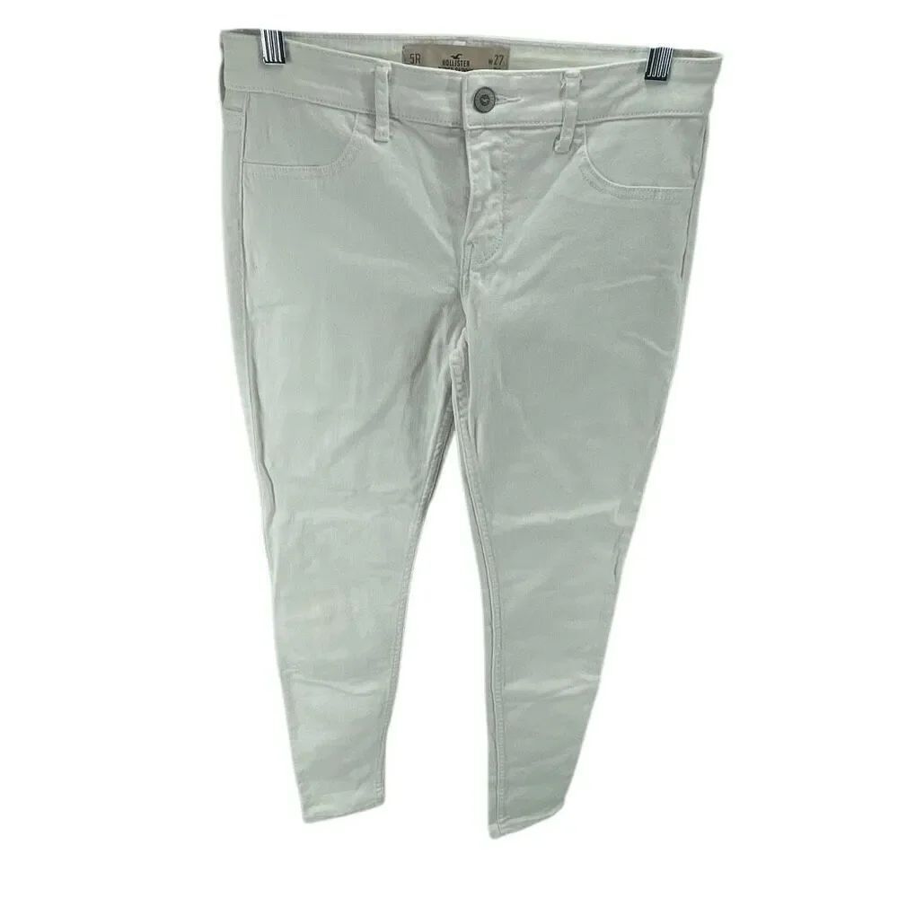 Hollister Women's Stretch Denim Casual Super Skinny Jeans White Size 27x31